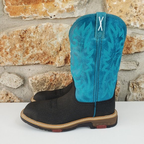 Twisted X Work Boots Alloy Toe Women Size 8.5 B Turquoise Aqua Charcoal WXBA001 - Picture 3 of 16